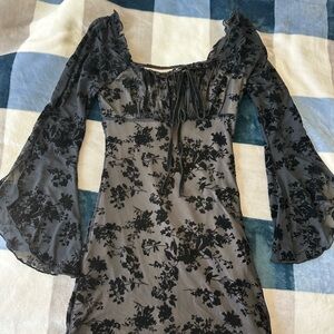 Elegant Black Floral Dress